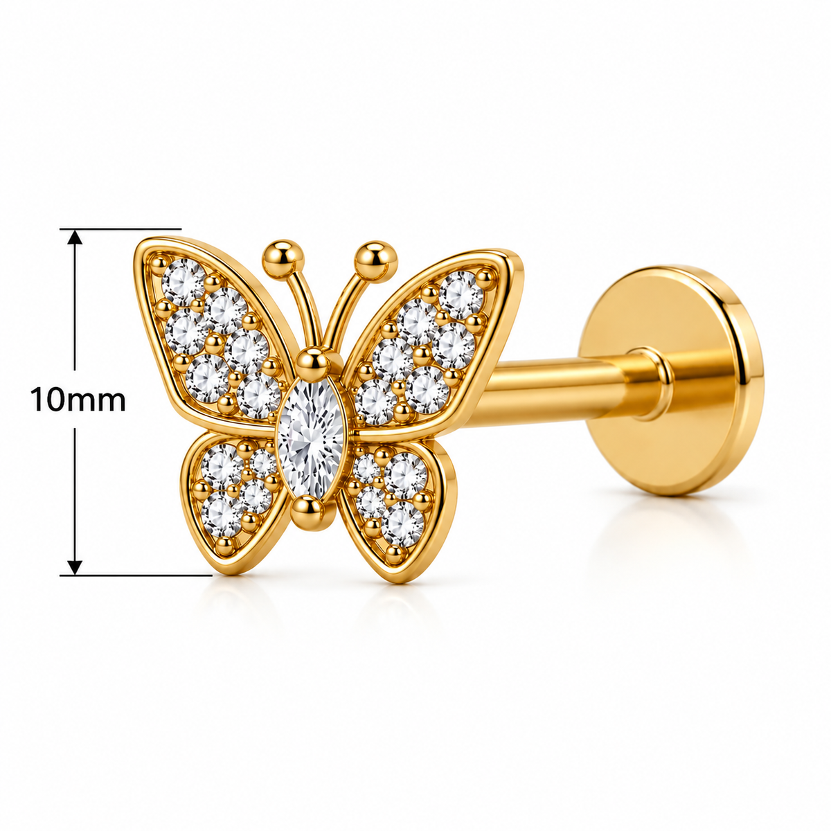 Butterfly Nose Pin - close-up detail