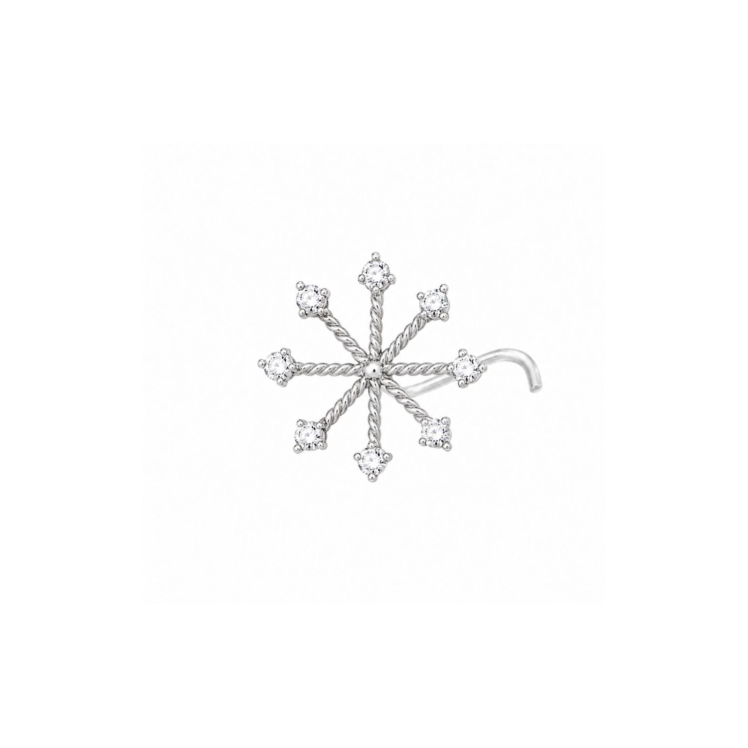Twisted Spoke CZ Nose Pin 925 Sterling Silver