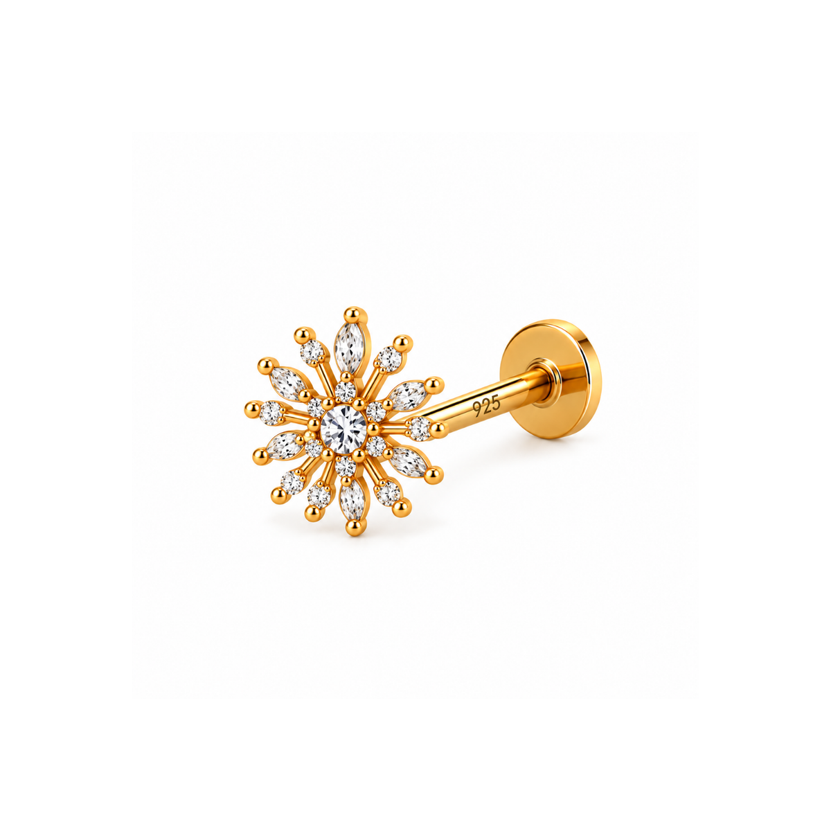 Marquise Flower Nose Pin - 925 Sterling Silver