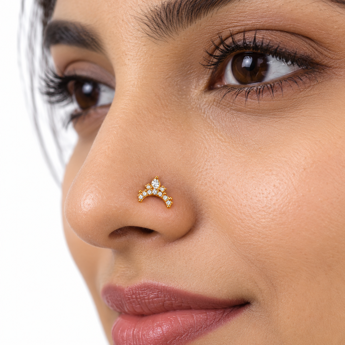 Arch Bar Nose Pin - side view in 925 sterling silver