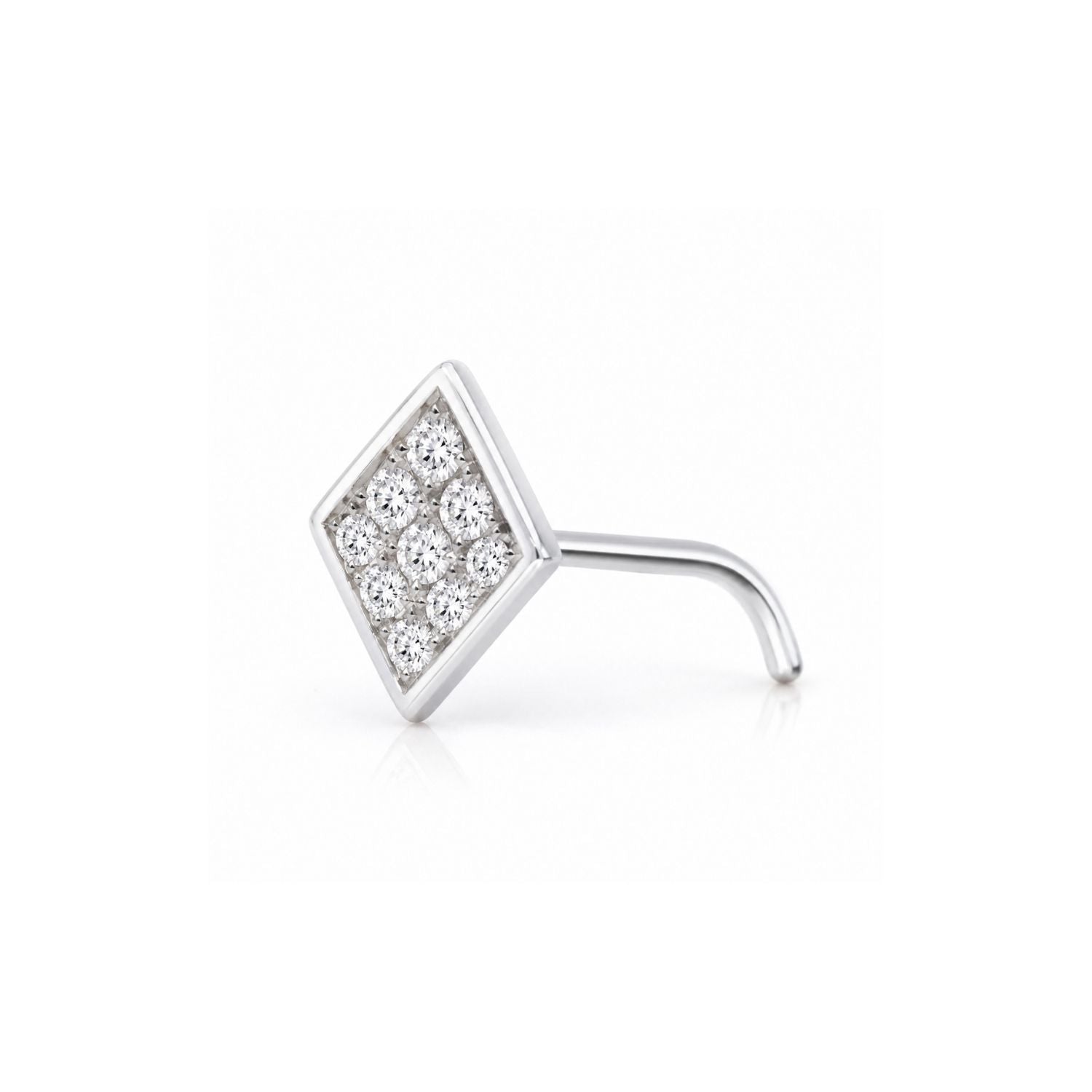 Diamond Shape Pave CZ Nose Pin 925 Sterling Silver