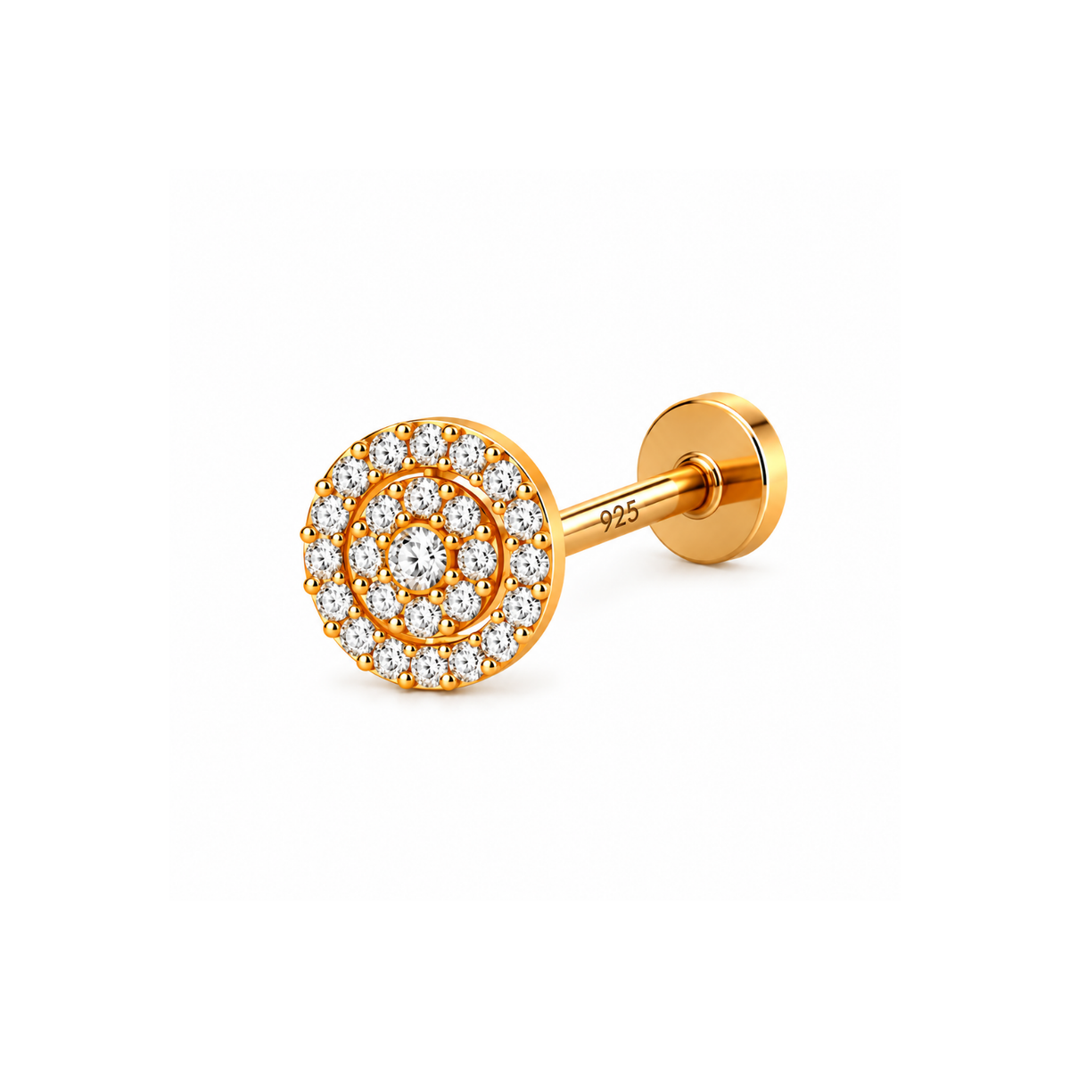 Round Halo Nose Pin - 925 Sterling Silver