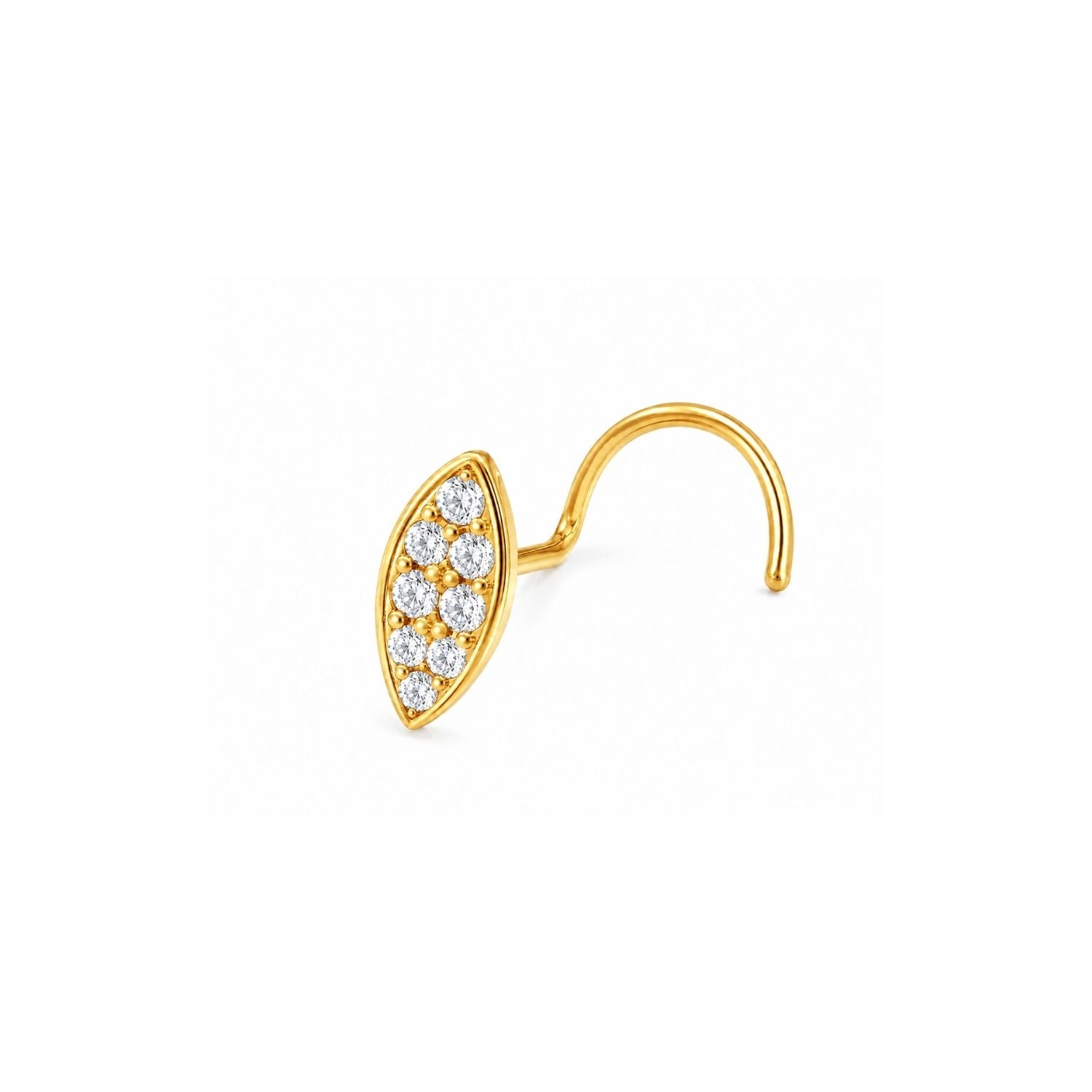 Leaf Pave CZ Nose Pin 925 Sterling Silver
