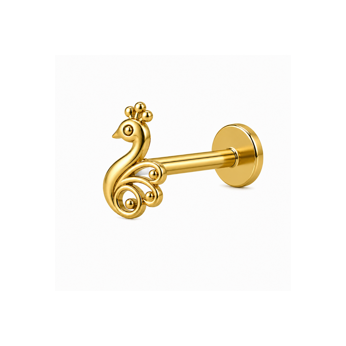 Peacock Nose Pin - back view with clasp