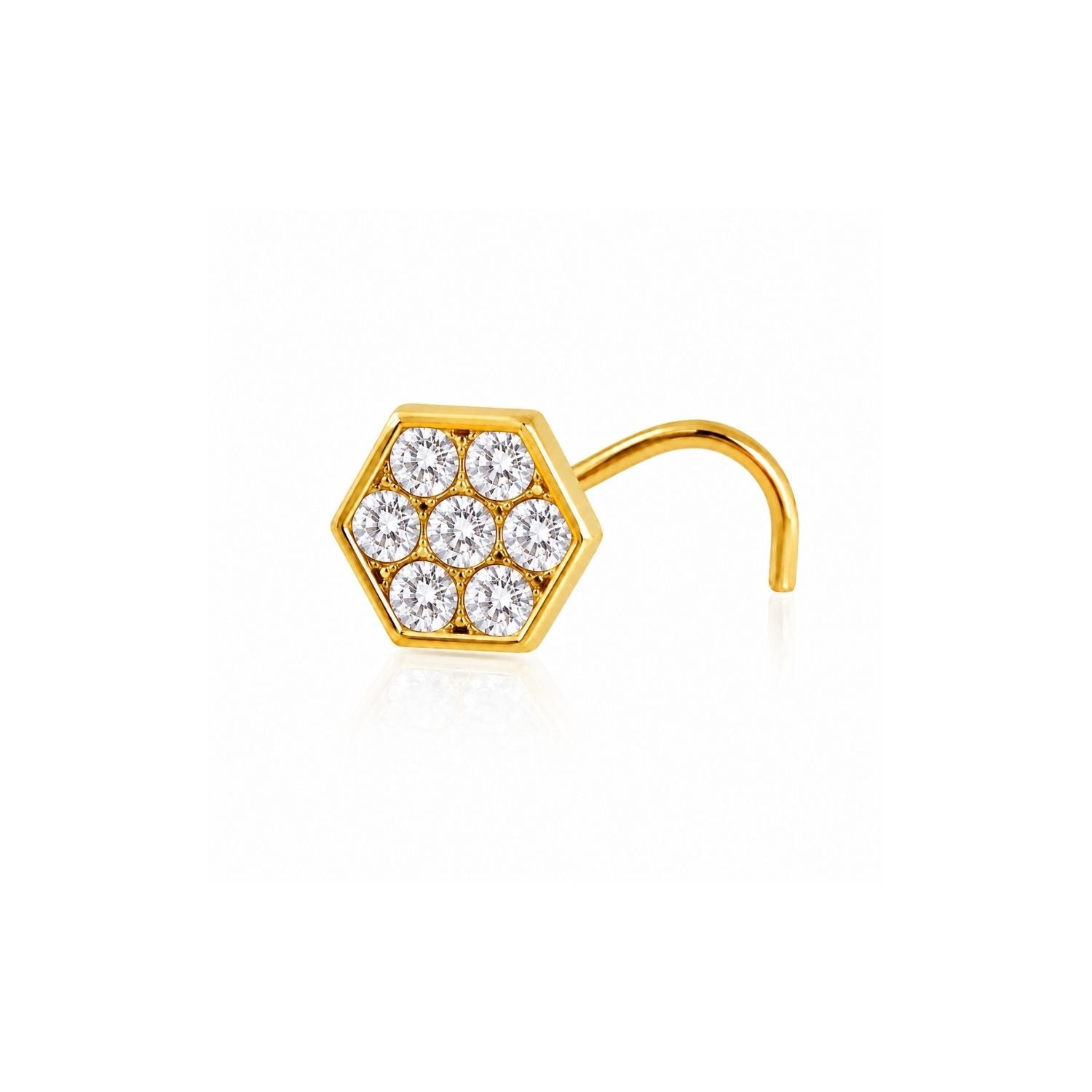 Hexagon Pave CZ Nose Pin 925 Sterling Silver