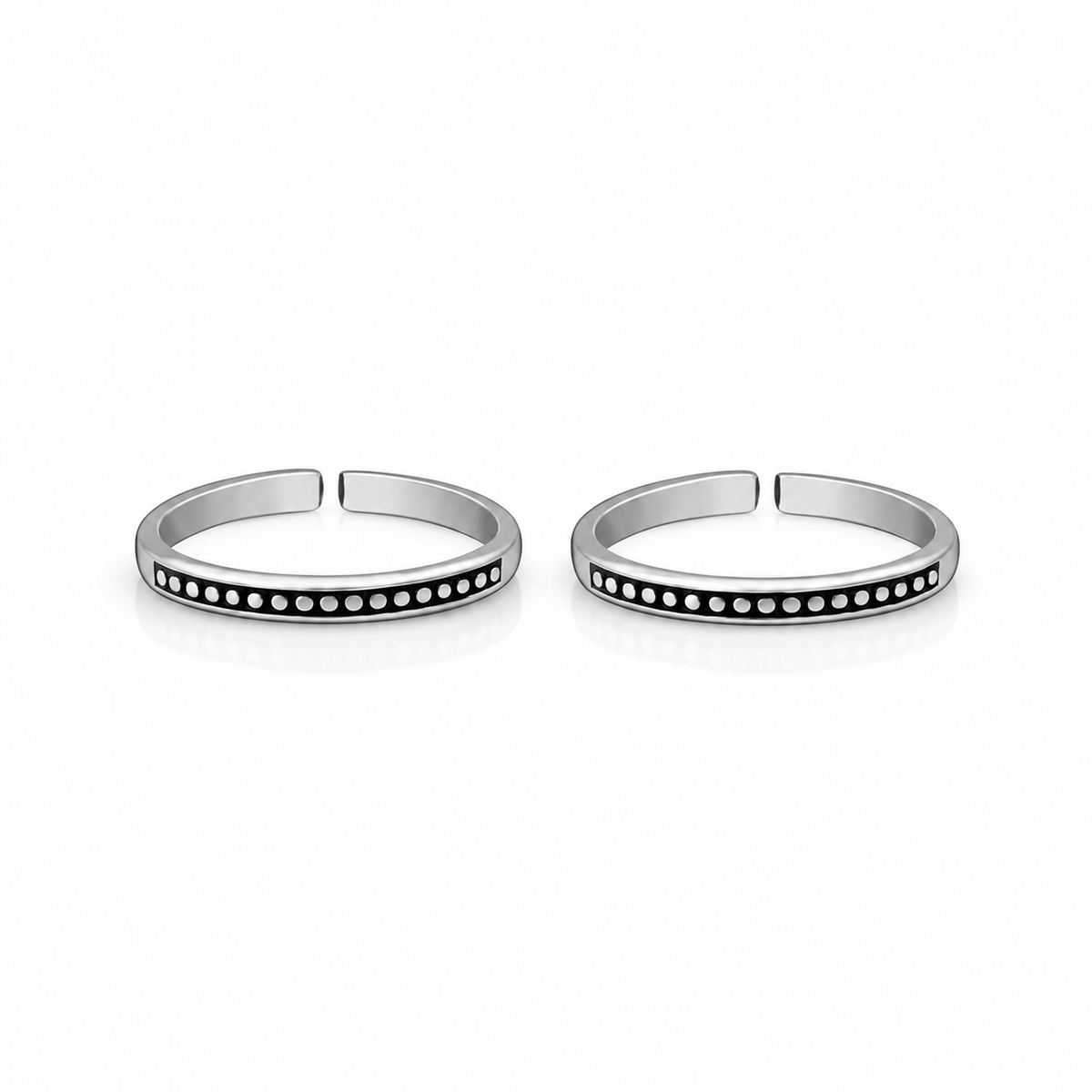 Oxidised Beaded Line Silver Toe Rings in 925 sterling silver