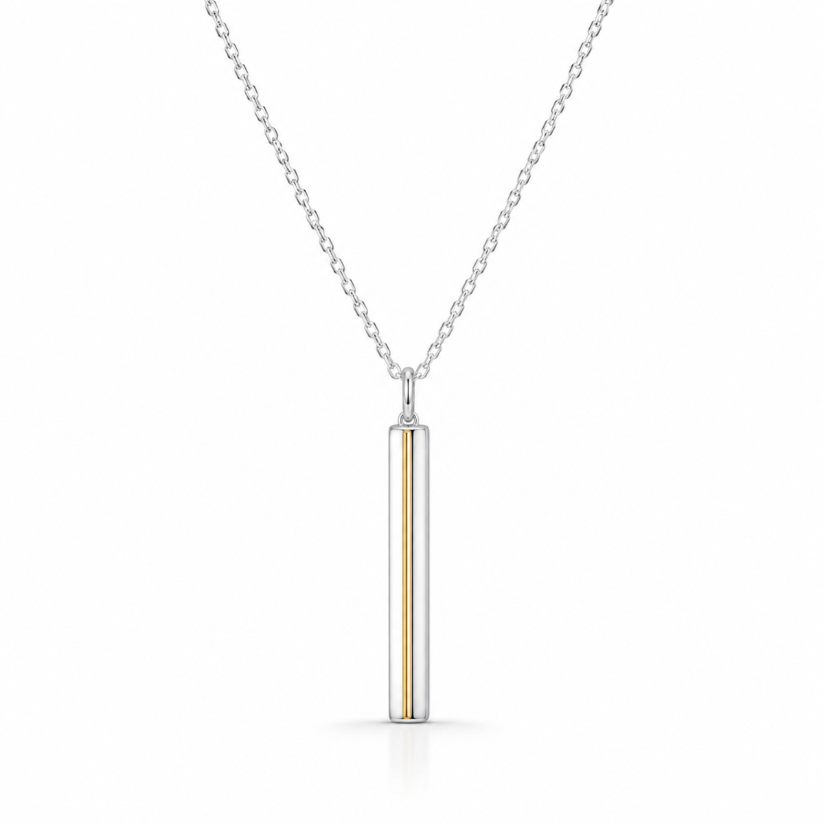Vertical Bar Two Tone Pendant Necklace - 925 sterling silver pendant necklace for women