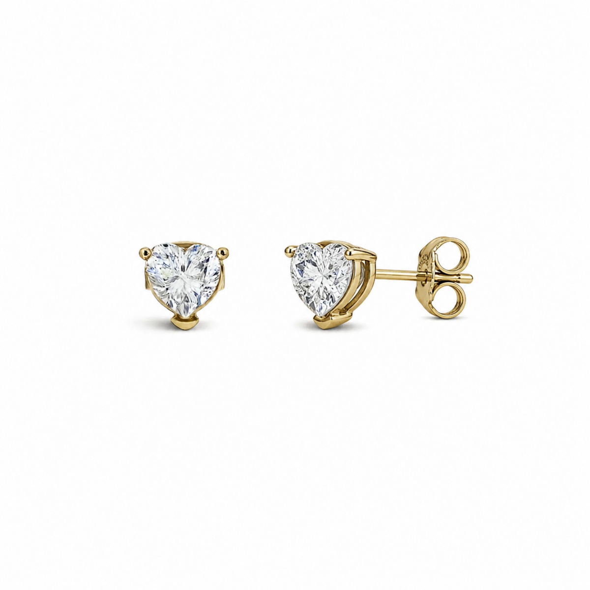 Heart White Cz Solitaire Stud Earrings - 925 sterling silver earrings for women