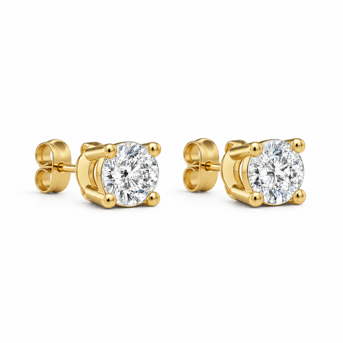 Round White Cz Solitaire Stud Earrings - 925 sterling silver earrings for women
