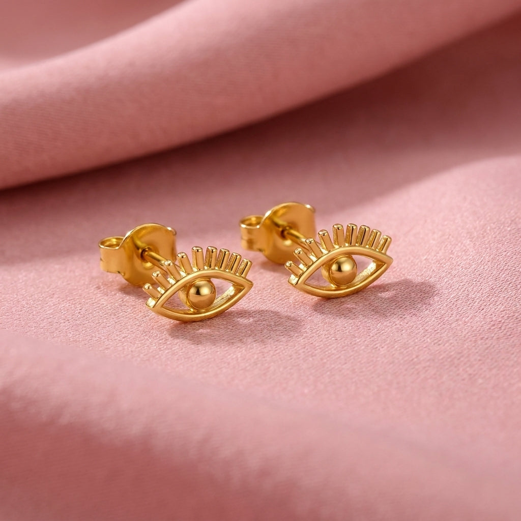 Evil Eye Lash Screw-Back Stud Earrings - 925 sterling silver earrings for women