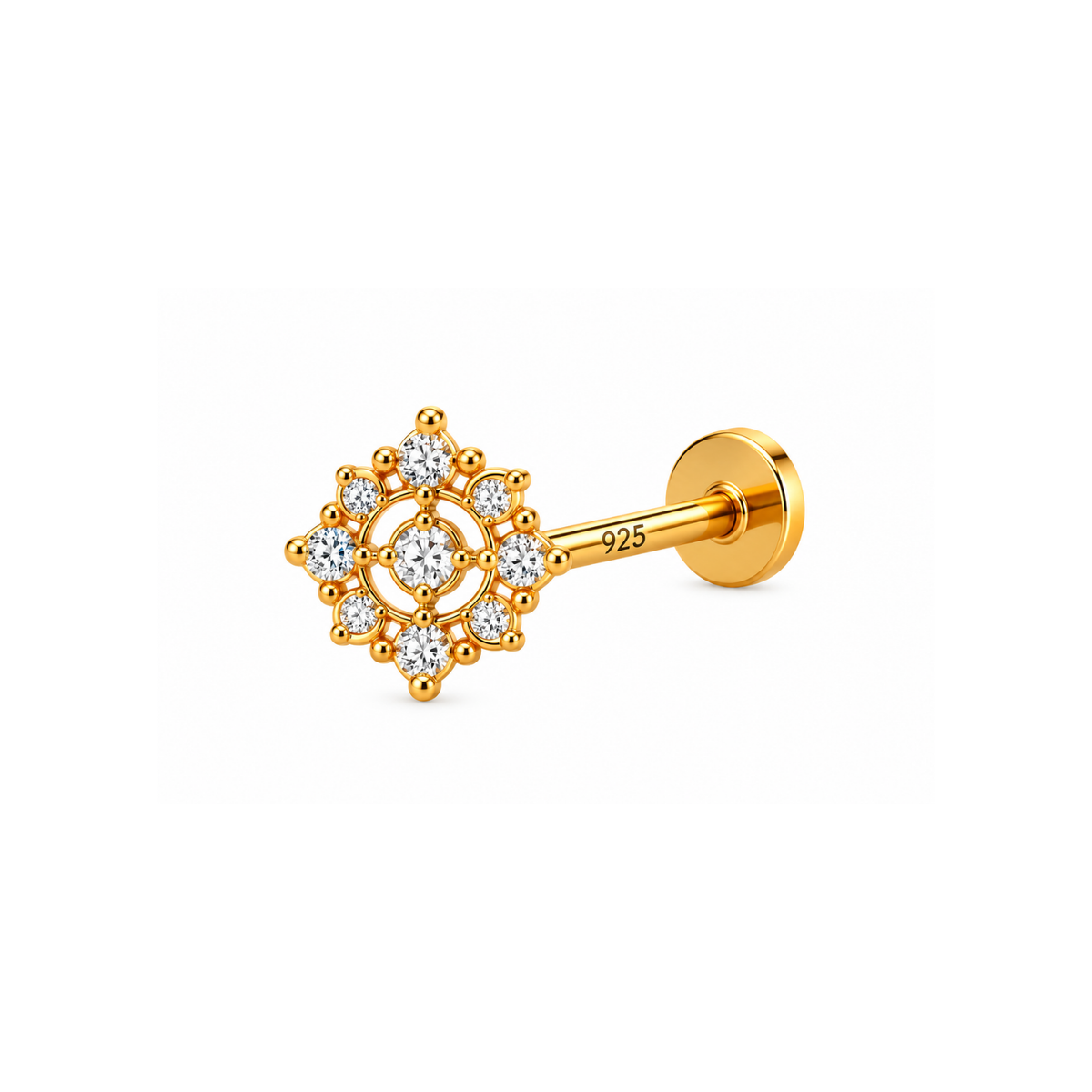 Concentric Flower Nose Pin - 925 Sterling Silver