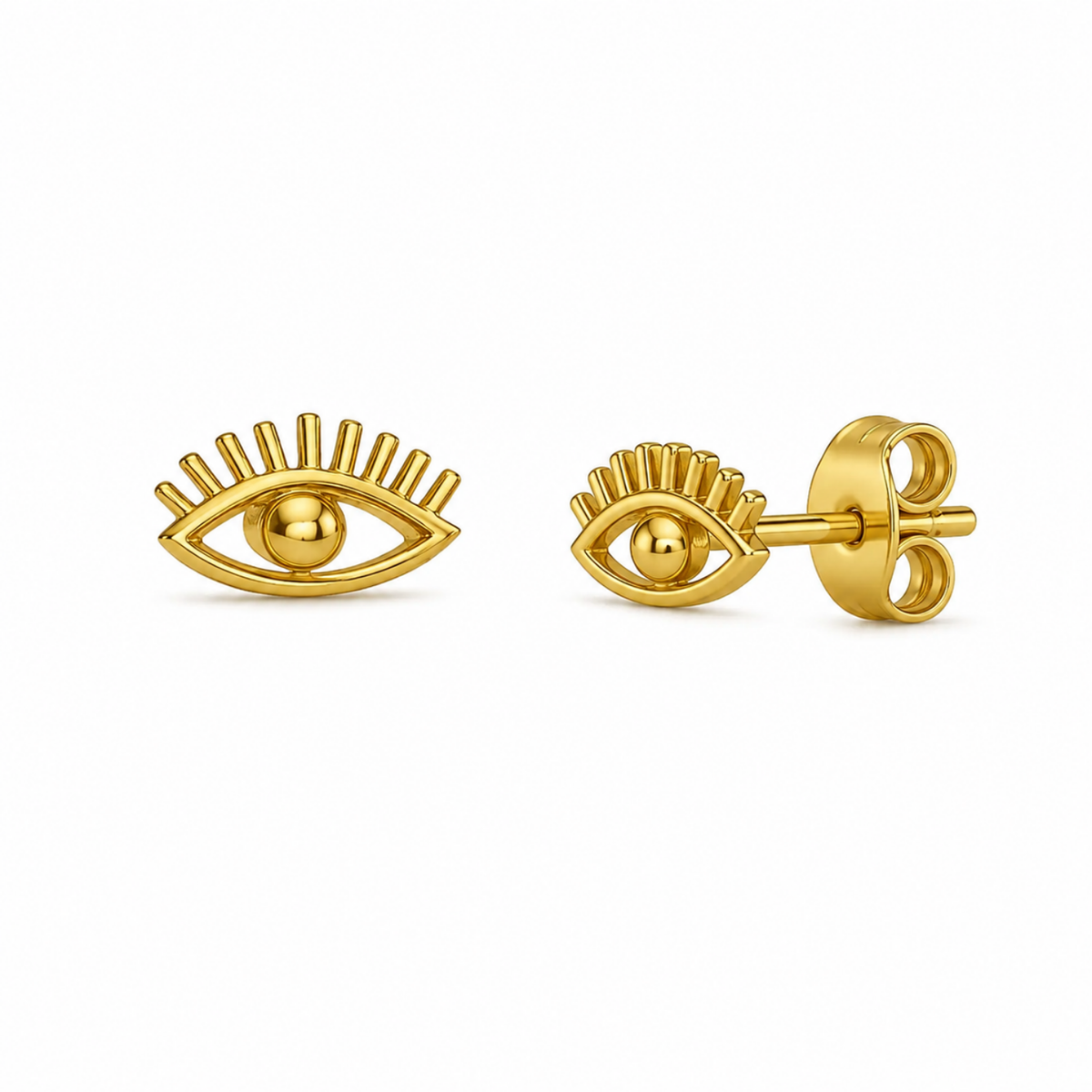 Evil Eye Lash Screw-Back Stud Earrings - 925 sterling silver earrings for women