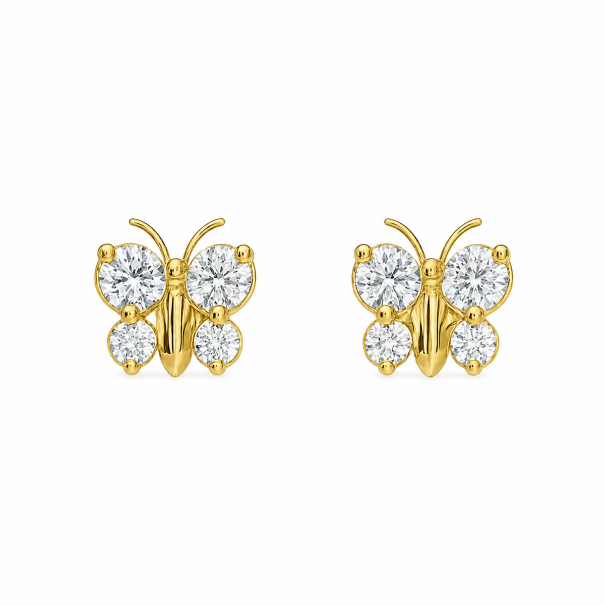 Round White Cz Butterfly Stud Earrings - 925 sterling silver earrings for women