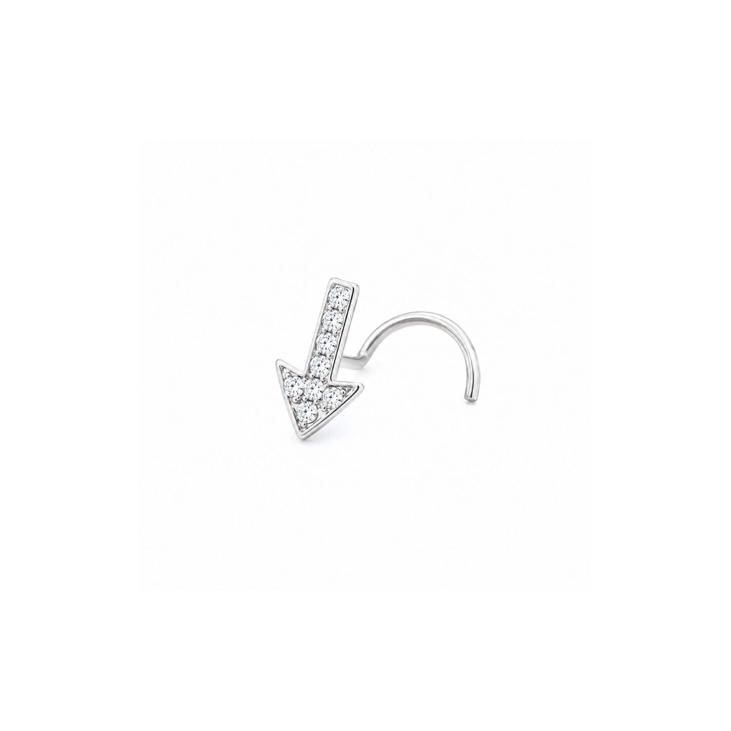Arrow Pave CZ Nose Pin 925 Sterling Silver