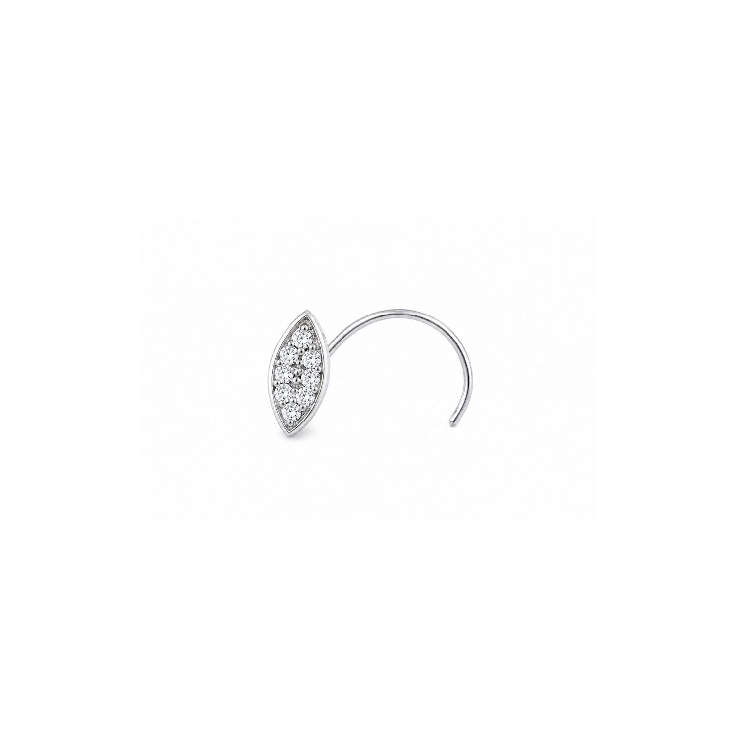 Small Marquise Pave CZ Nose Pin 925 Sterling Silver