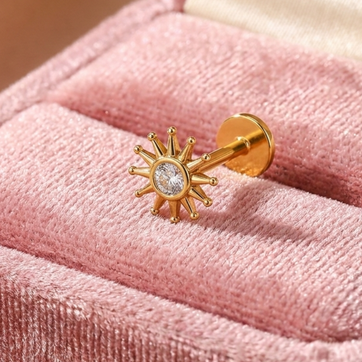 Sunburst Nose Pin - close-up detail