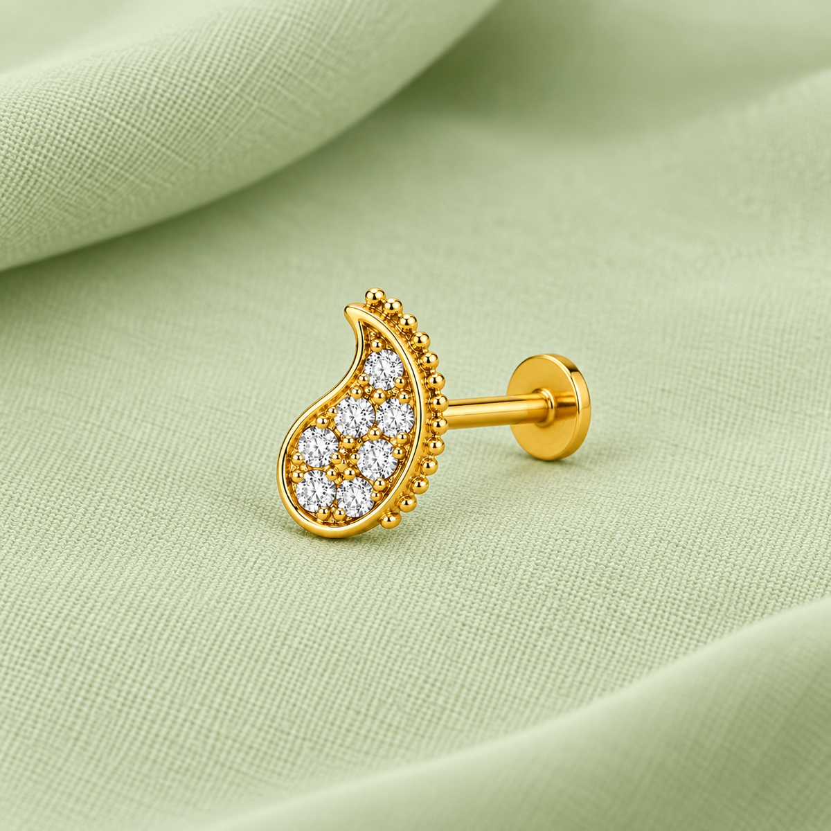 Paisley Pave Nose Pin - 925 Sterling Silver