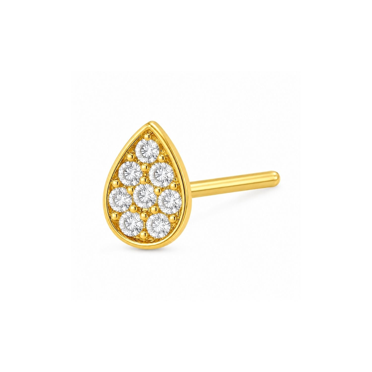 Teardrop Pave CZ Nose Pin 925 Sterling Silver