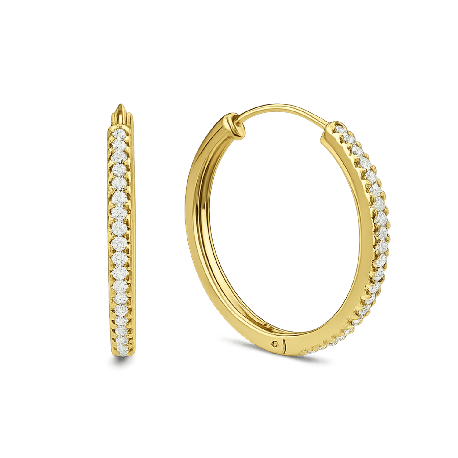 CZ Hoops Earrings - 925 Sterling Silver Gold Plated