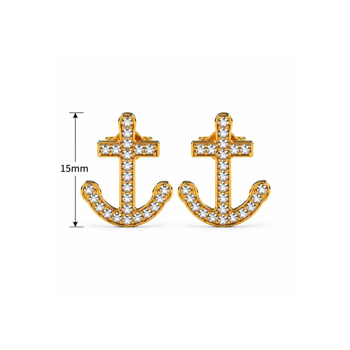 Pavé White Cz Anchor Stud Earrings for Women - 925 Sterling Silver