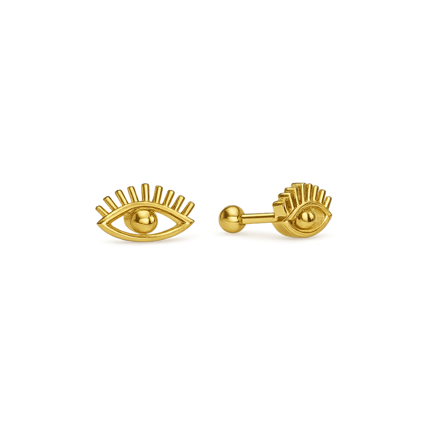 Evil Eye Studs - 925 Sterling Silver Gold Plated