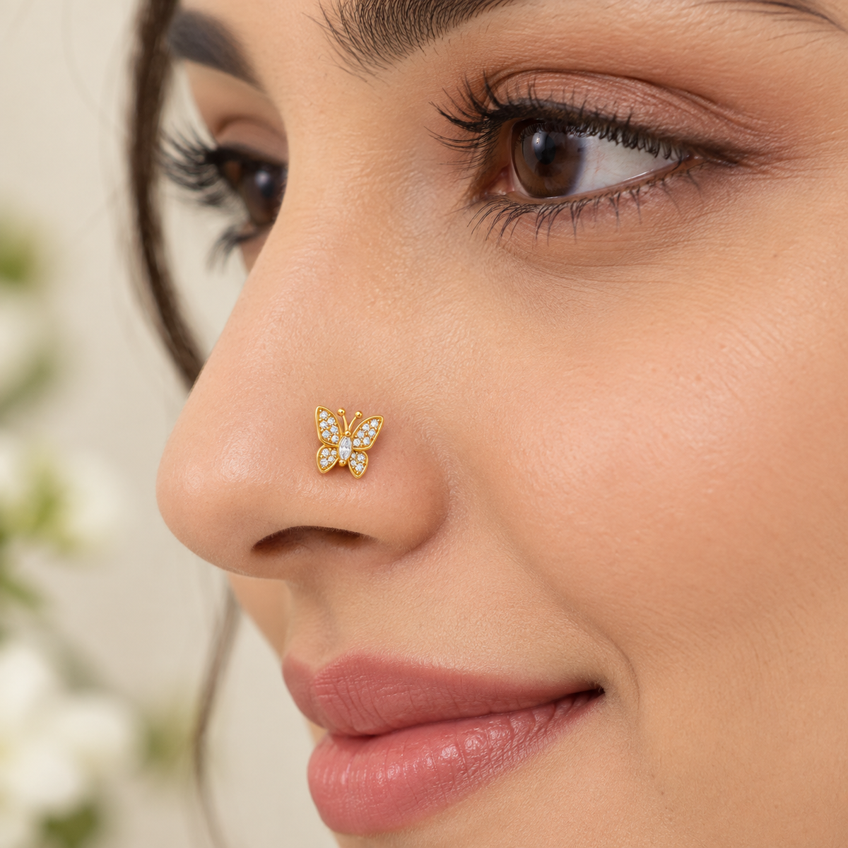 Butterfly Nose Pin - alternate angle