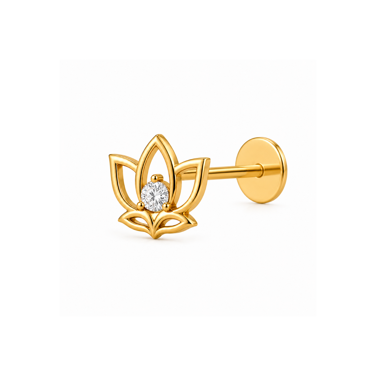 Lotus Nose Pin - close-up detail