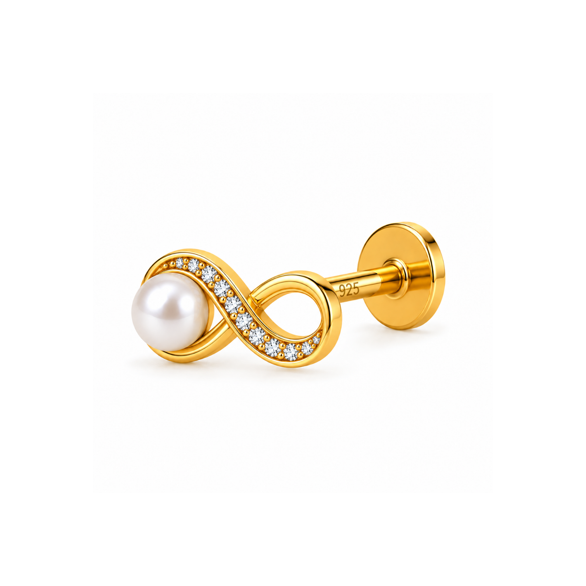 Pearl Infinity Nose Pin - 925 Sterling Silver