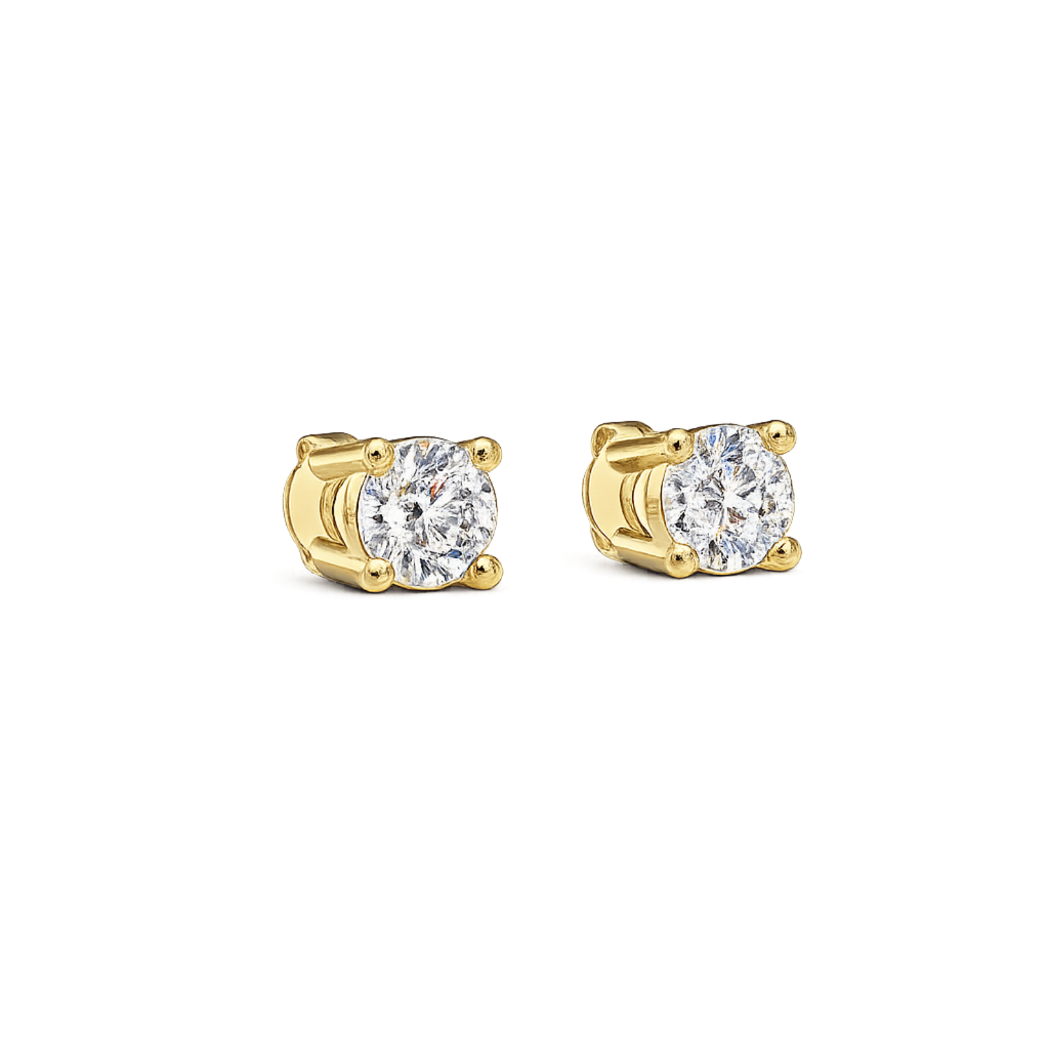 7mm Diamond Studs - 925 Sterling Silver Gold Plated