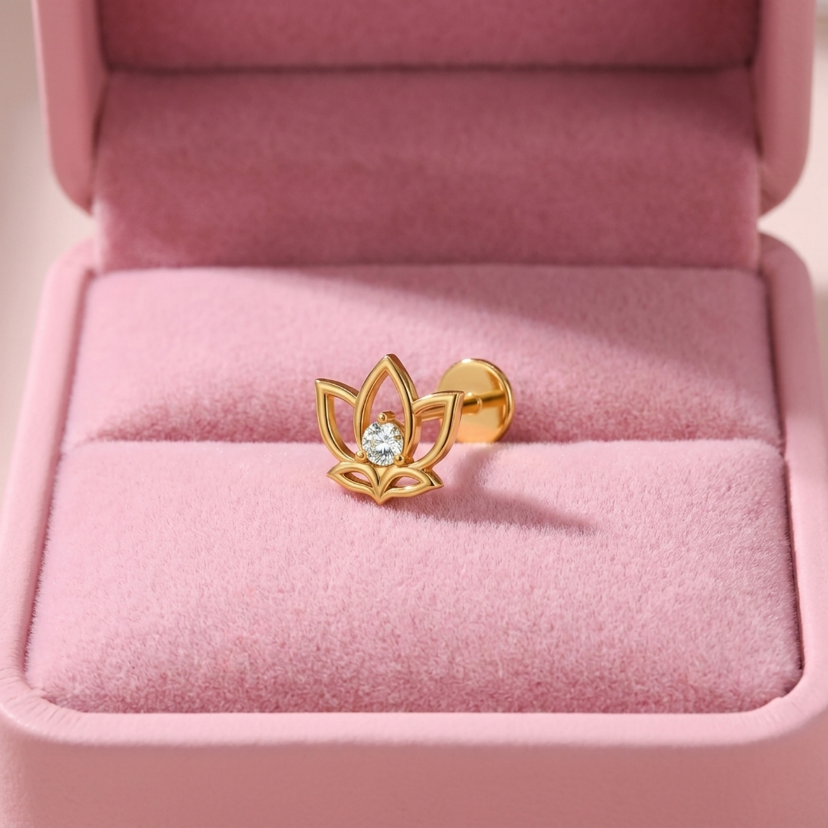 Lotus Nose Pin - back view with clasp
