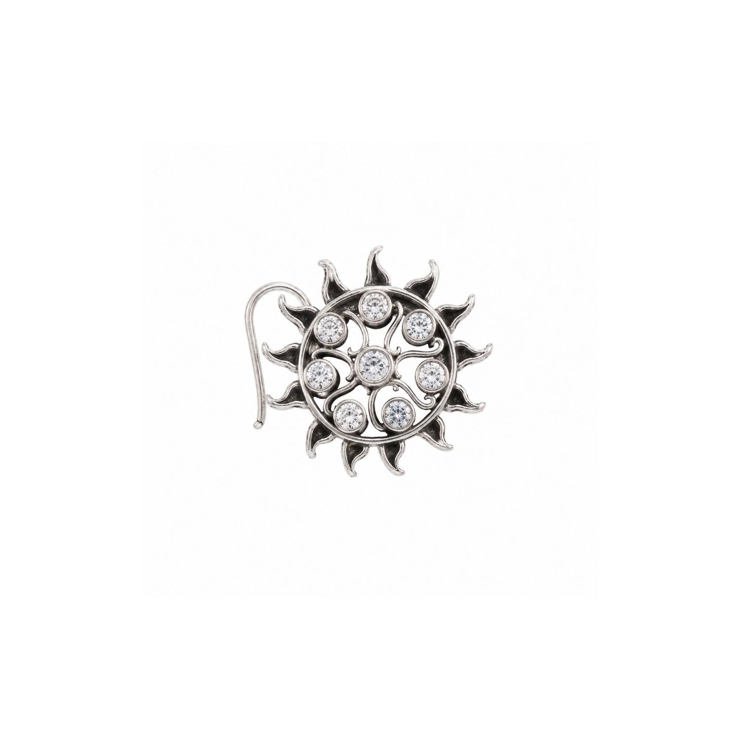 Tribal Sun CZ Nose Pin 925 Sterling Silver