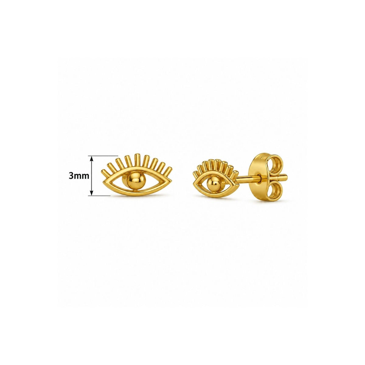 Evil Eye Lash Screw-Back Stud Earrings for Women - 925 Sterling Silver