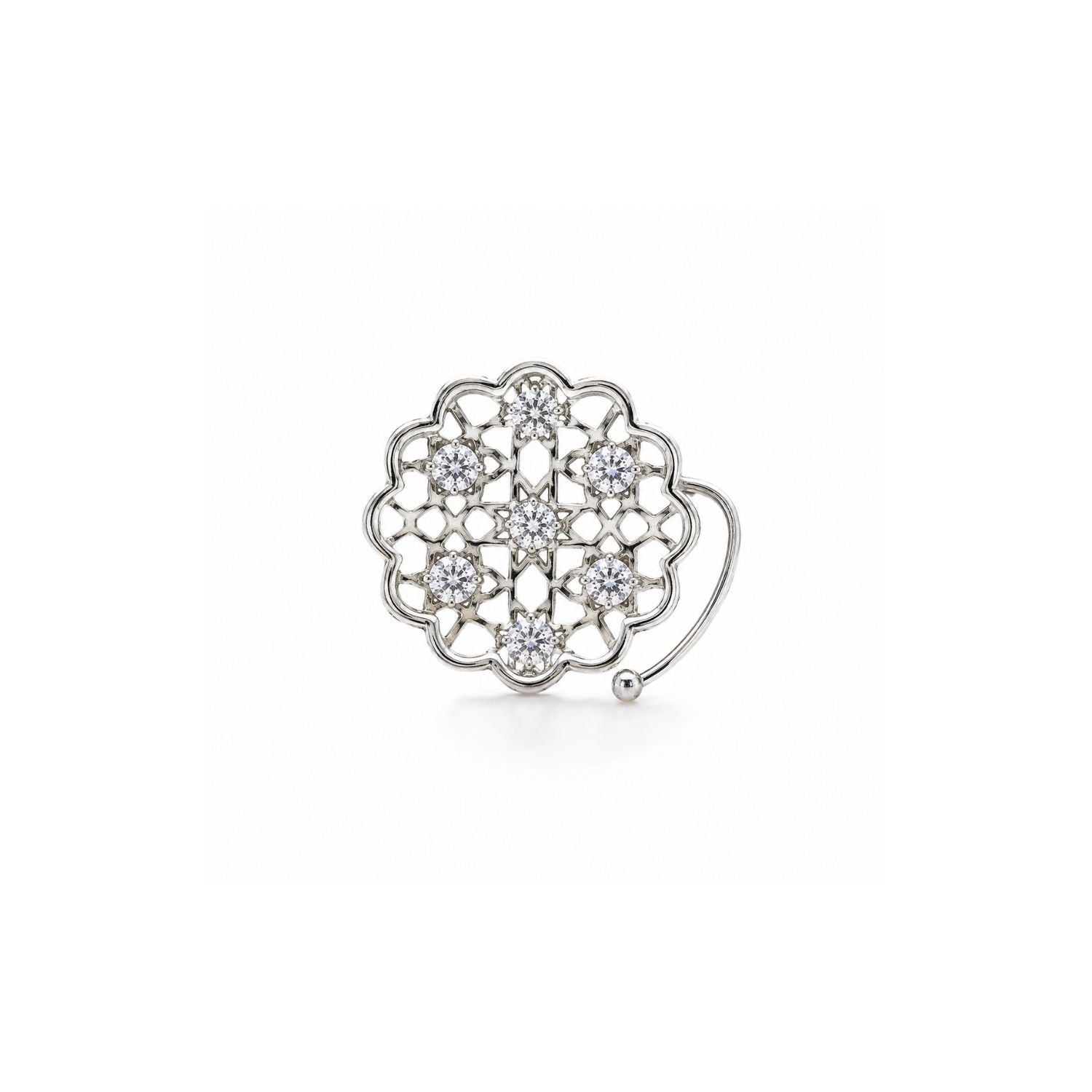 Jali Lattice CZ Nose Ring 925 Sterling Silver