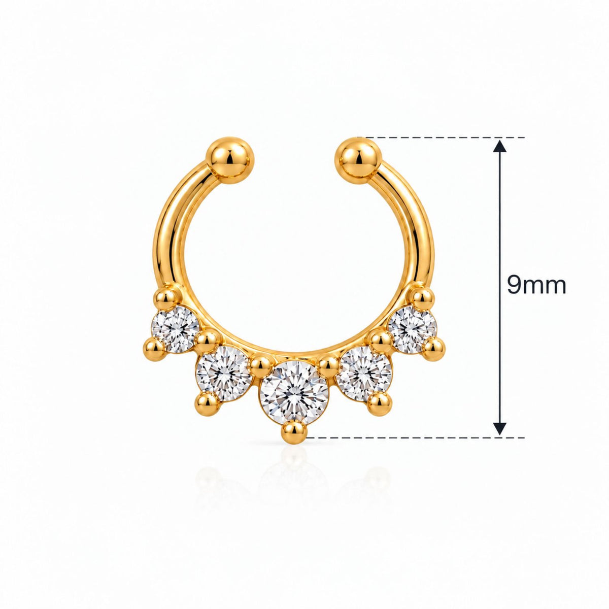 Curved Faux Septum Nose Ring - 925 Sterling Silver