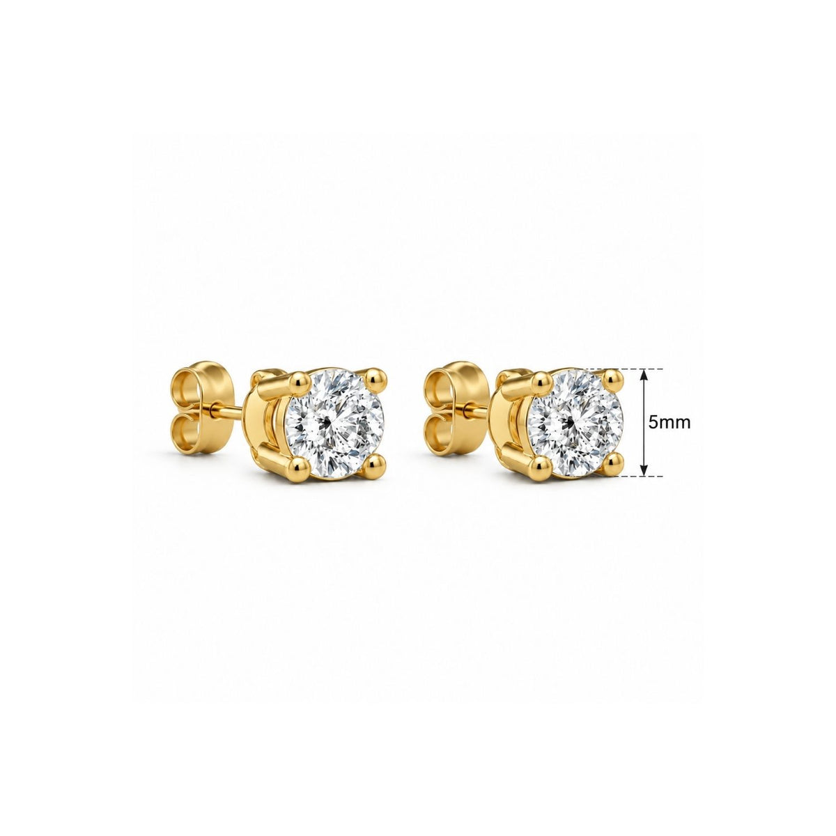 Round White Cz Solitaire Stud Earrings for Women - 925 Sterling Silver