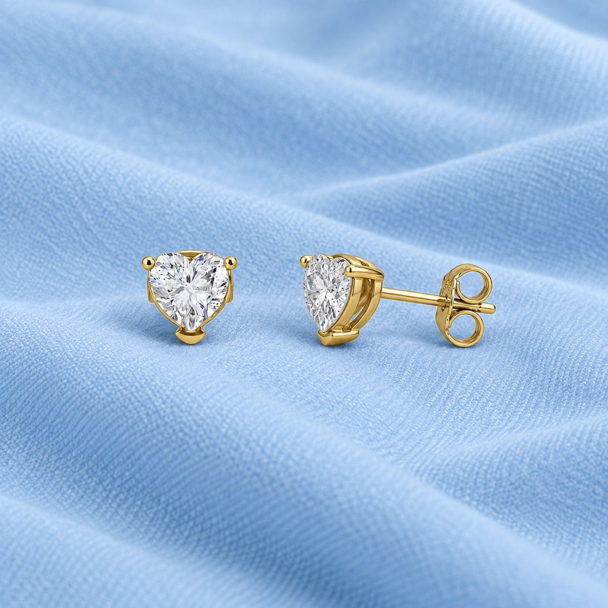 Heart White Cz Solitaire Stud Earrings for Women - 925 Sterling Silver