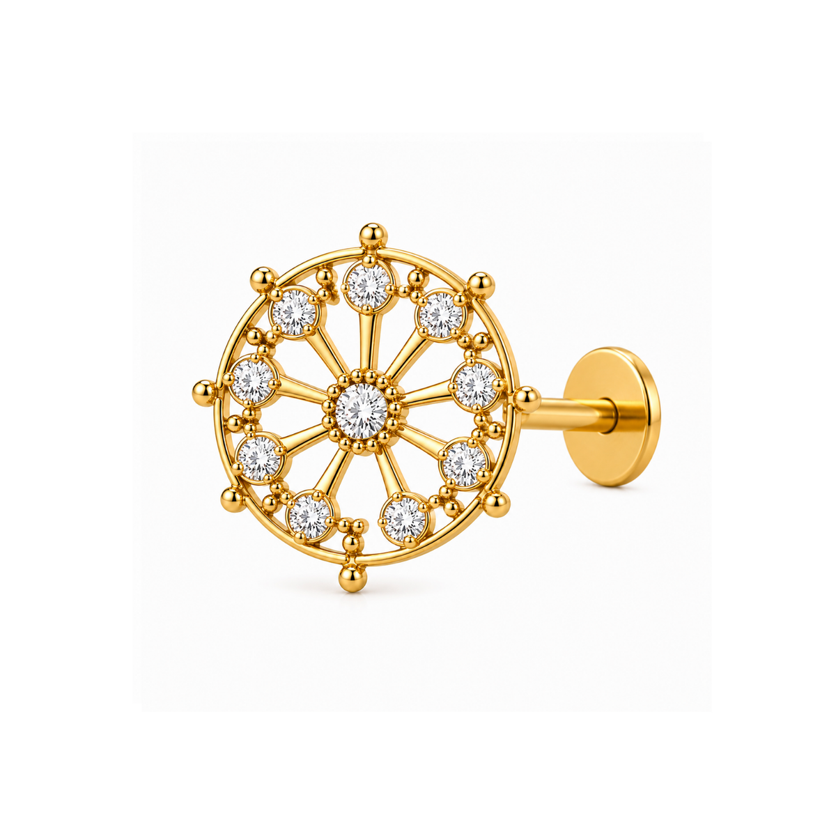 Vintage Wheel Nose Pin - back view with clasp