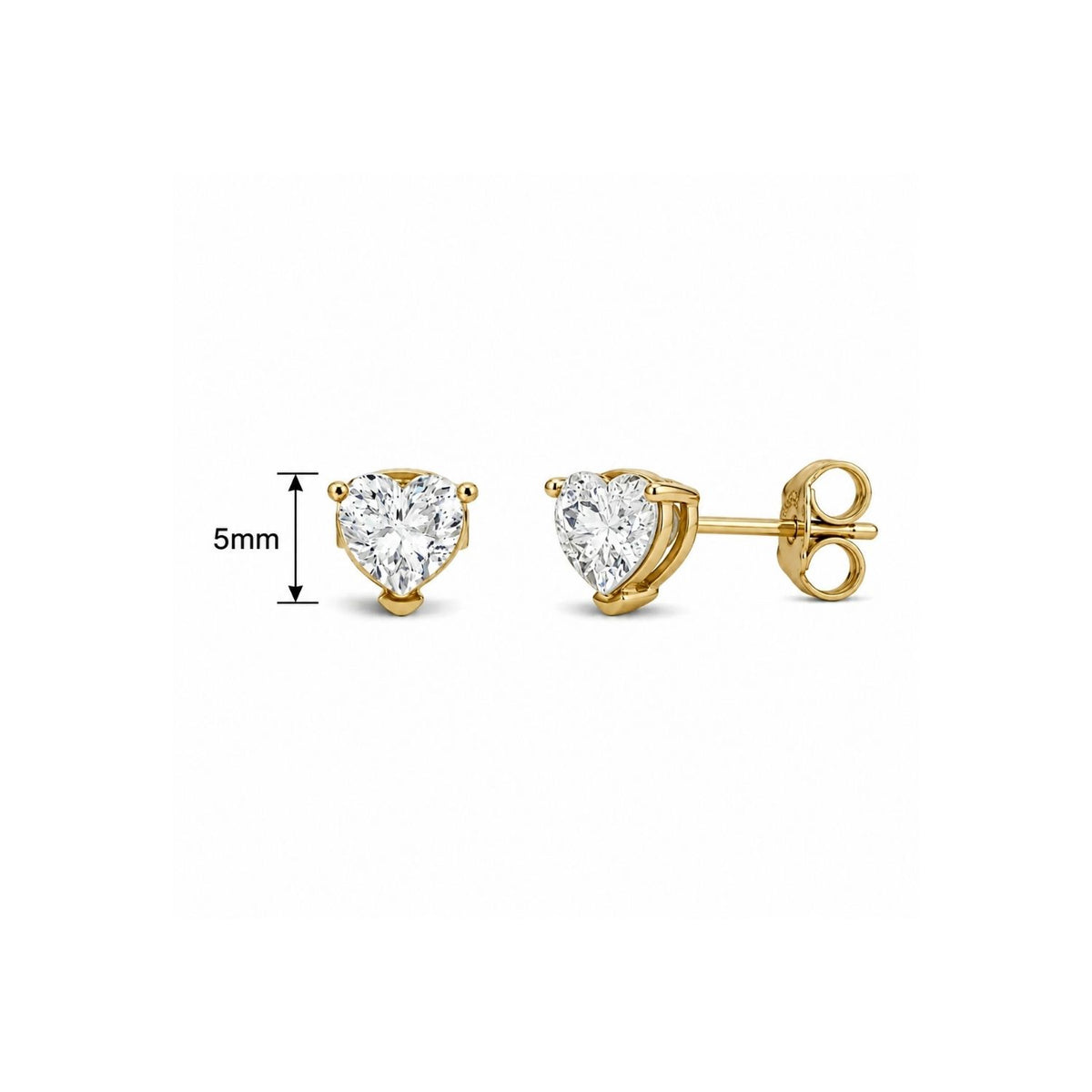 Heart White Cz Solitaire Stud Earrings for Women - 925 Sterling Silver