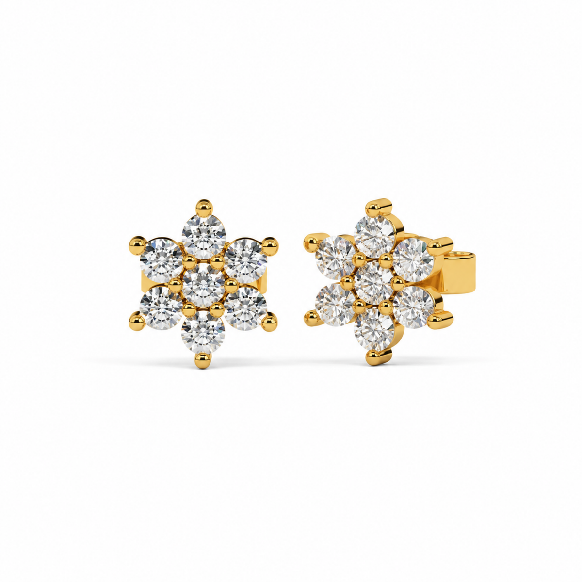 Seven Stone White Cz Floral Cluster Stud Earrings - 925 sterling silver earrings for women