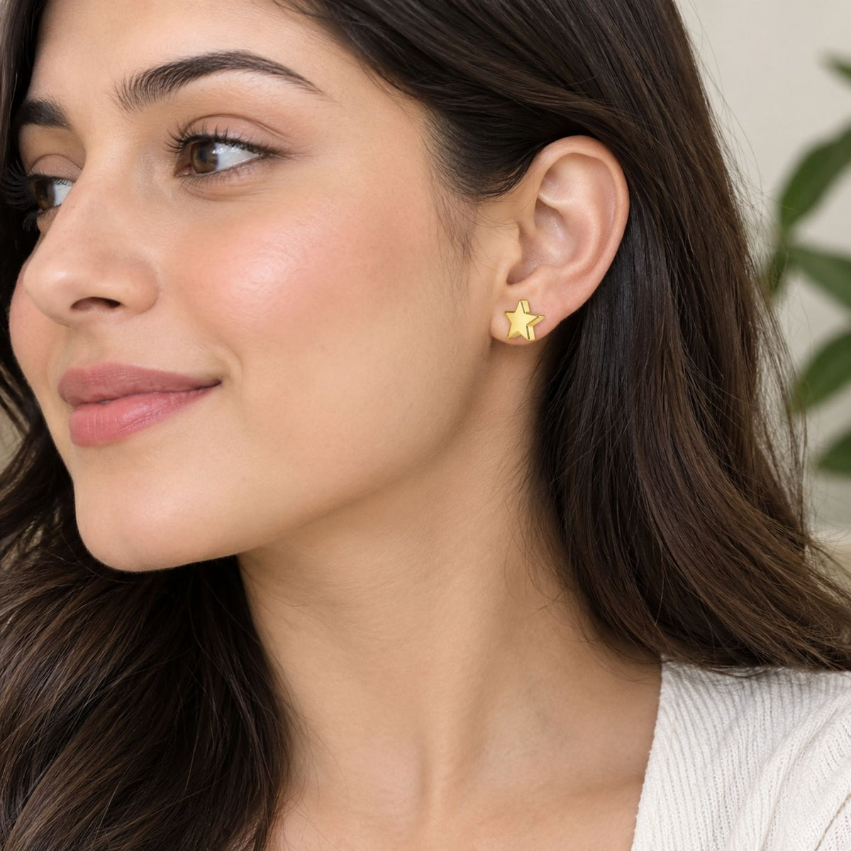 Plain Star Screw-Back Stud Earrings for Women - 925 Sterling Silver
