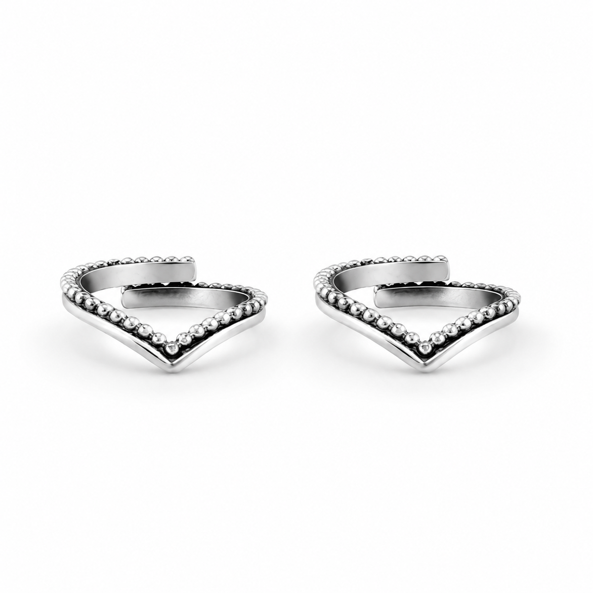 Chevron V-Shape White Cz Silver Toe Rings in 925 sterling silver