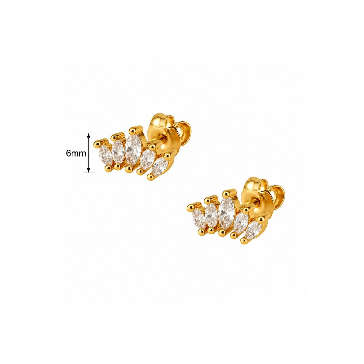 Marquise White Cz Tiara Crown Screw-Back Stud Earrings for Women - 925 Sterling Silver
