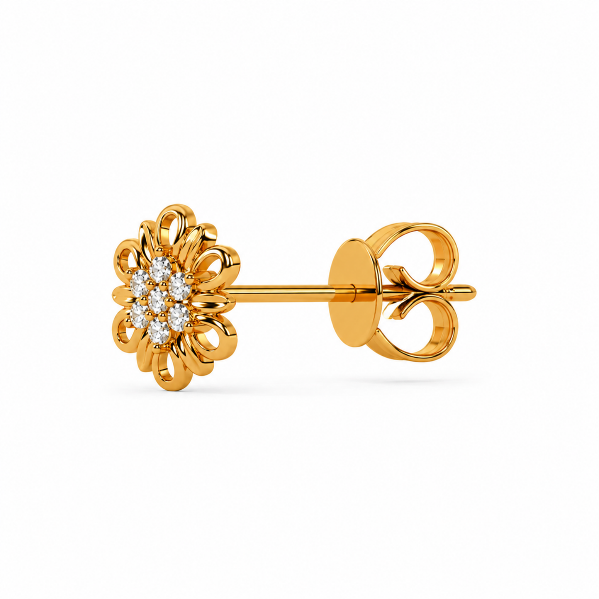 Openwork Petal White Cz Flower Stud Earrings - 925 sterling silver earrings for women