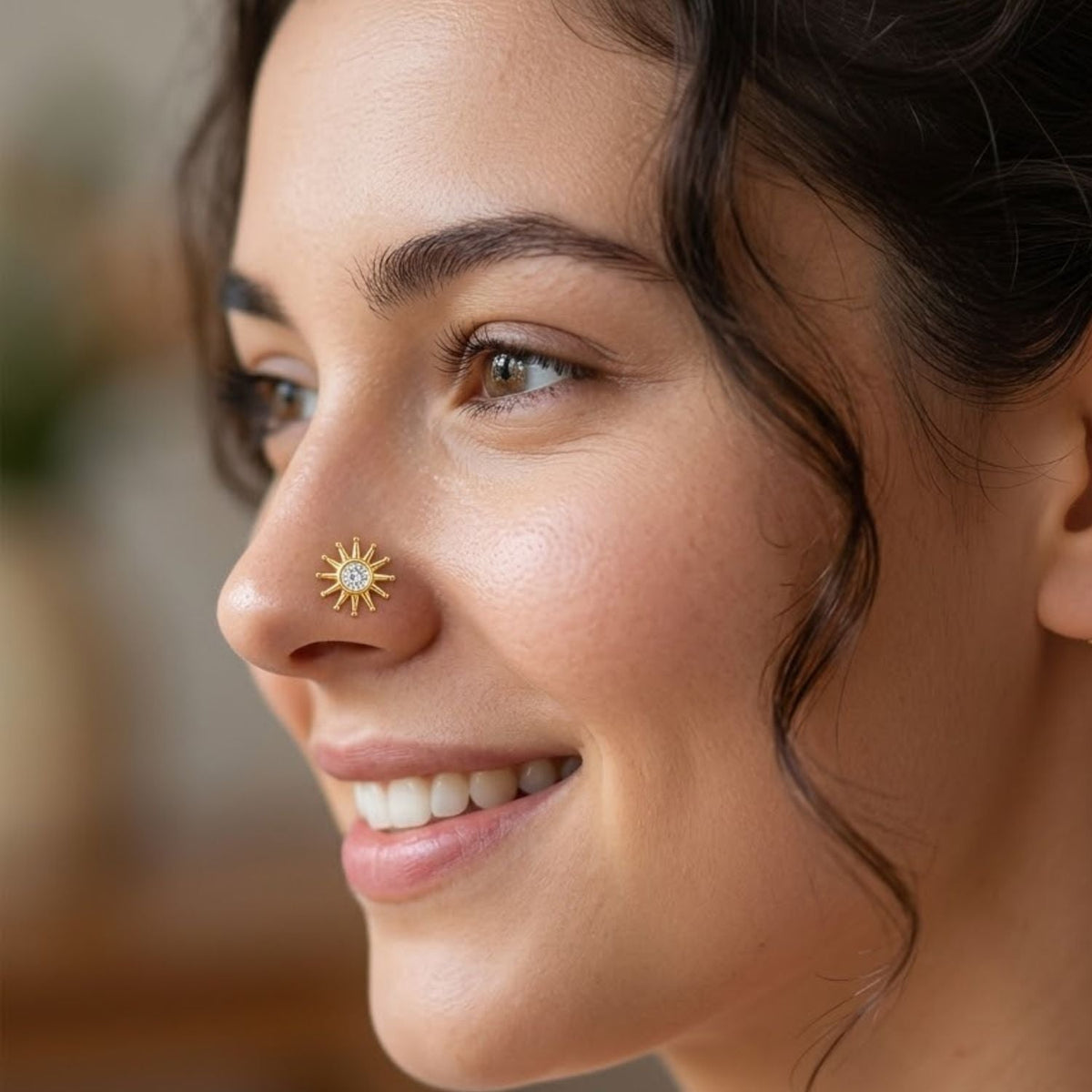 Sunburst Nose Pin - 925 Sterling Silver