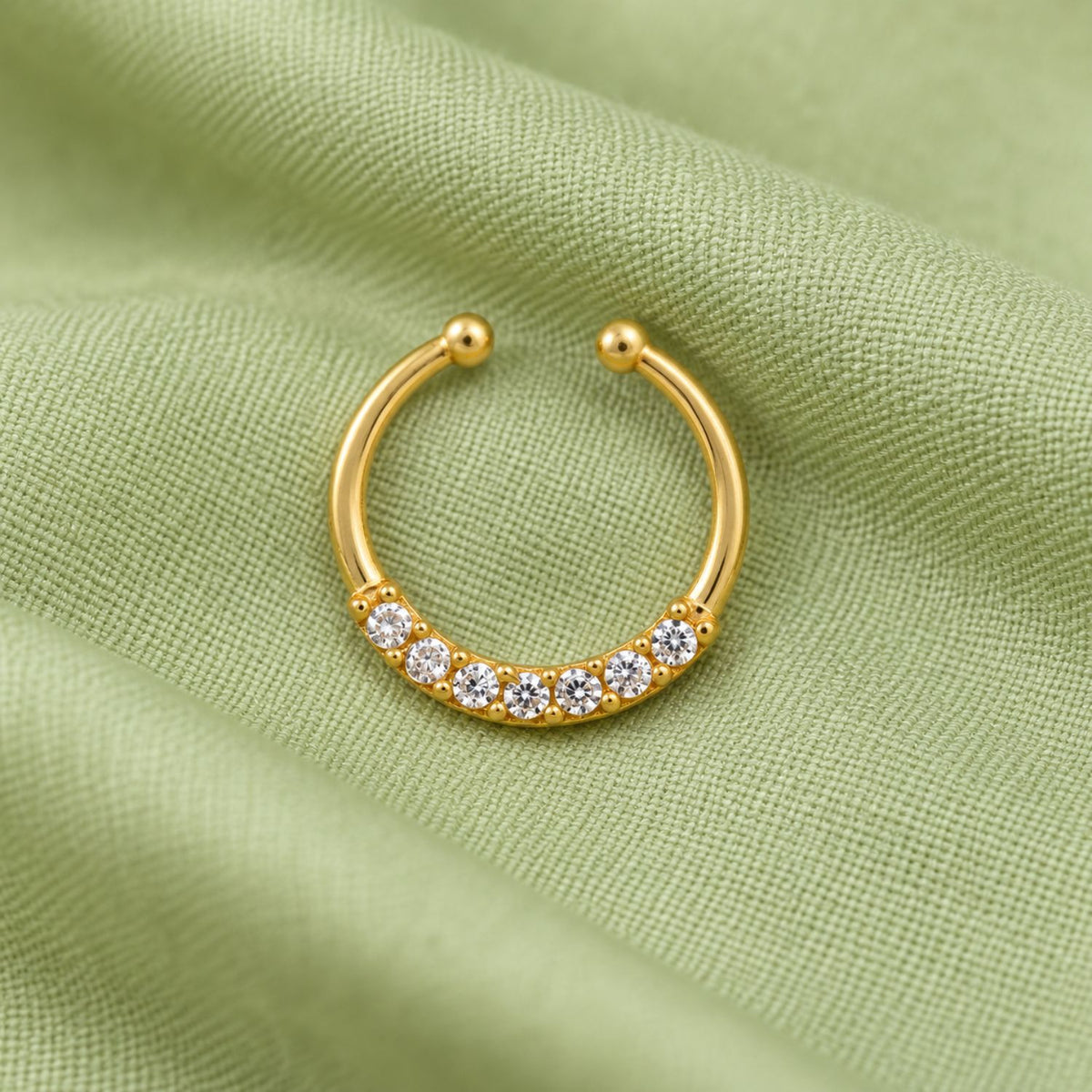 Round Faux Septum Nose Ring - 925 Sterling Silver