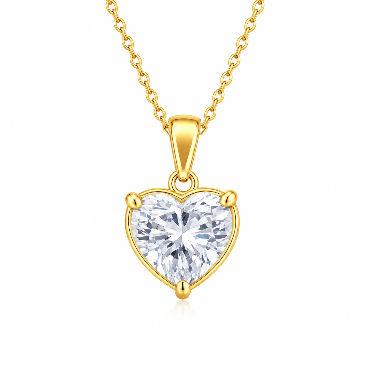 Heart Solitaire Necklace with Brilliant White Cz for Women - 925 Sterling Silver