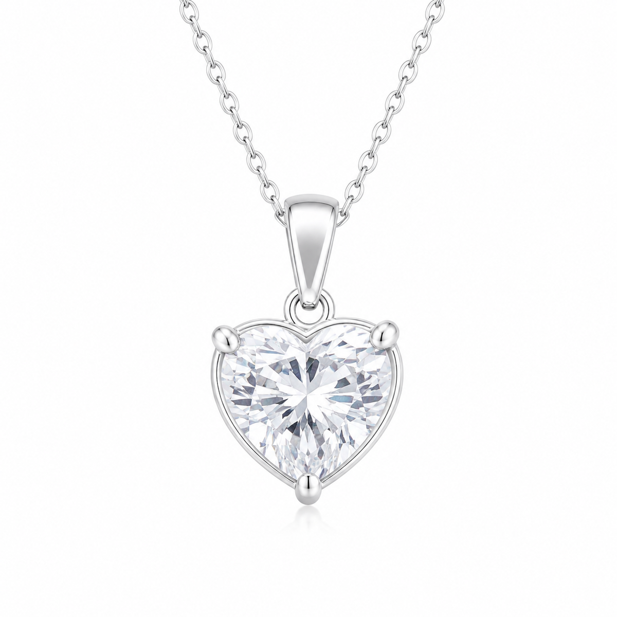 Heart Solitaire Necklace with Brilliant White Cz