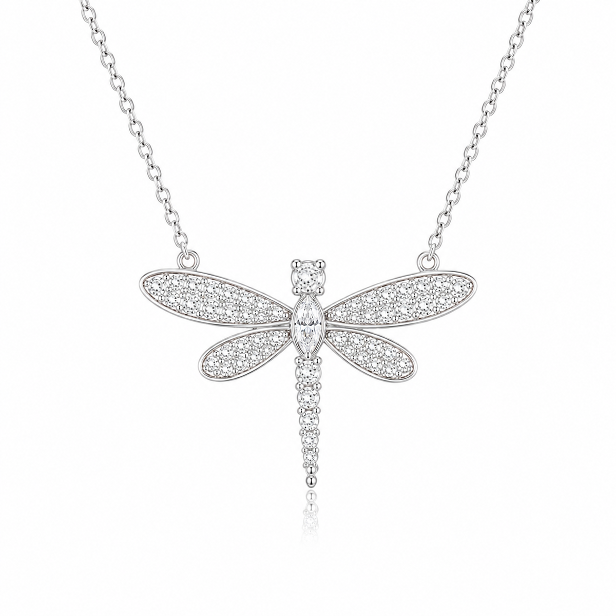 Dragonfly Necklace with Sparkling White Cz Accents