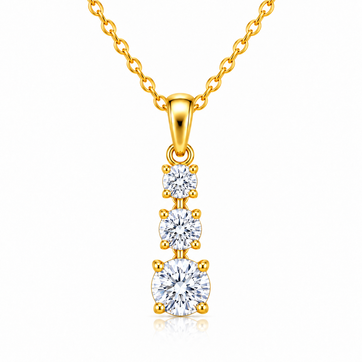 Three-Stone White Cz Drop for Women - 925 Sterling Silver