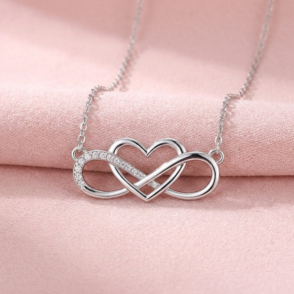 Infinity Heart White Cz Necklace